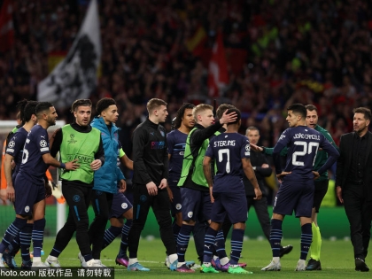 欧冠-京多安中柱费利佩染红 曼城总分1-0马竞晋级